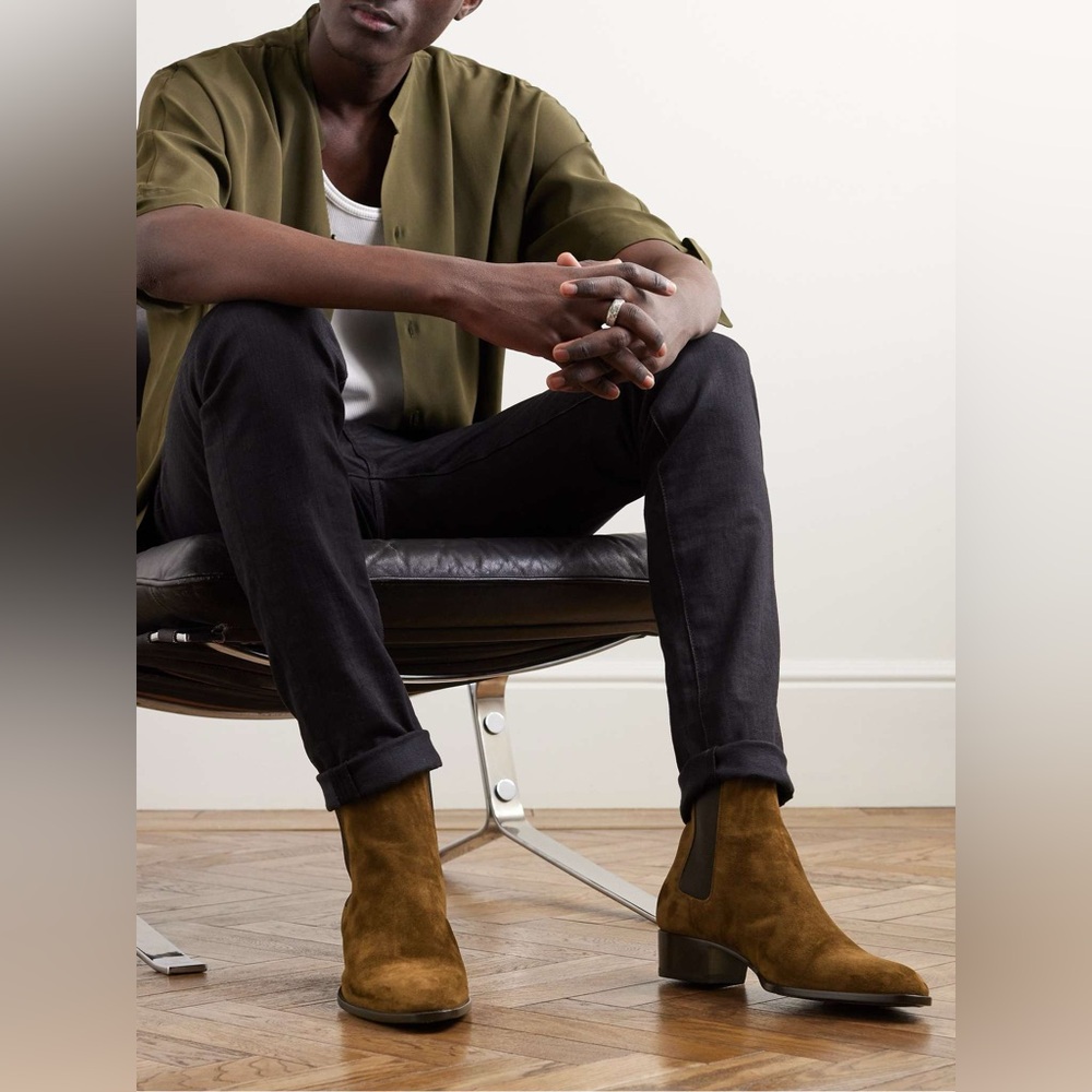 YSL Saint Laurent Wyatt Suede Chelsea Boots